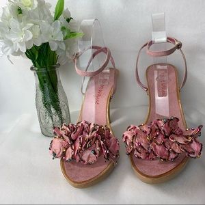 Robert Wayne Pink Heels with Floral Embellishments